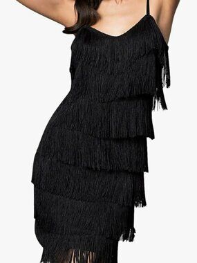 Cheryl Creations Women's Short all over fringe flapper dress sz Medium USA Made